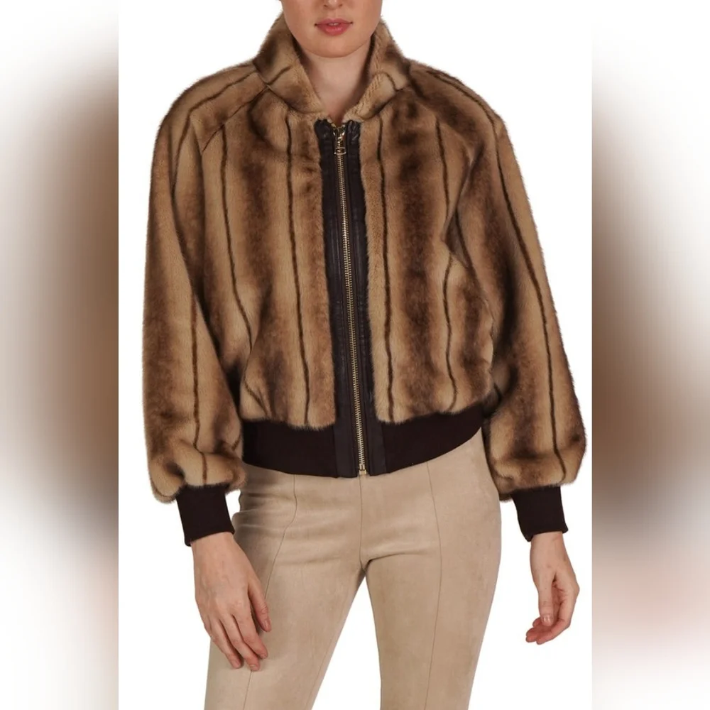 Love Token Bomber Jacket Faux Fur Coat - Picture 2 of 5